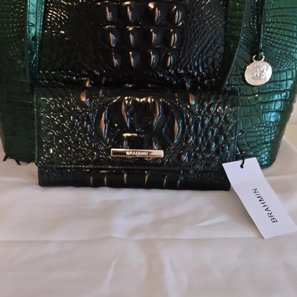 Brahmin Asher Tote and Cordelia Wallet Set in Evergreen Ombre Melbourne. NWT - Picture 2 of 16
